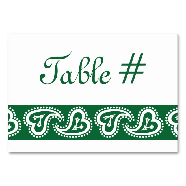 Sweet Paisley Hearts in Green Table Card (Front)