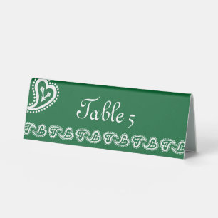 Sweet Paisley Hearts in Green Table Tent Sign