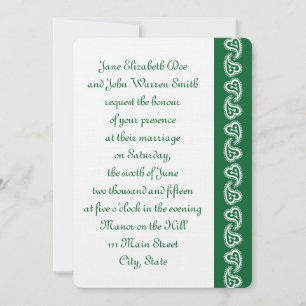 Sweet Paisley Hearts in Green Wedding Invitation