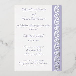 Sweet Paisley Hearts in Lavender Foil Invitation