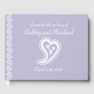 Sweet Paisley Hearts in Lavender Guest Book