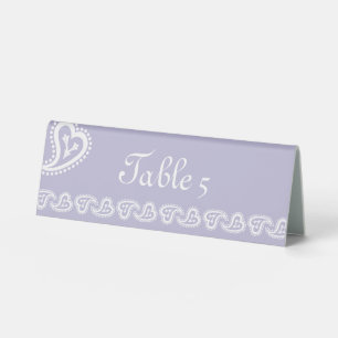 Sweet Paisley Hearts in Lavender Table Tent Sign
