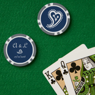 Sweet Paisley Hearts in Navy Poker Chips