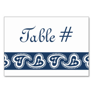 Sweet Paisley Hearts in Navy Table Card