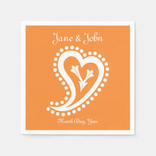 Sweet Paisley Hearts in Orange Napkins