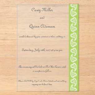 Sweet Paisley Hearts in Peridot Acrylic Wedding Invitations