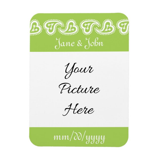 Sweet Paisley Hearts in Peridot Reminder  Magnet (Vertical)