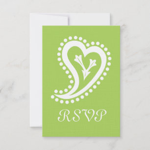 Sweet Paisley Hearts in Peridot RSVP Card