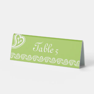 Sweet Paisley Hearts in Peridot Table Tent Sign