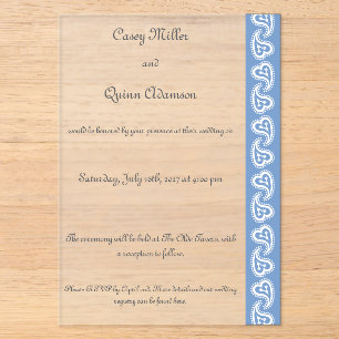 Sweet Paisley Hearts in Periwinkle Acrylic Invitations