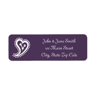 Sweet Paisley Hearts in Purple Address Label Return Address Label