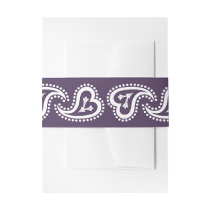 Sweet Paisley Hearts in Purple Invite Belly Band Invitation Belly Band