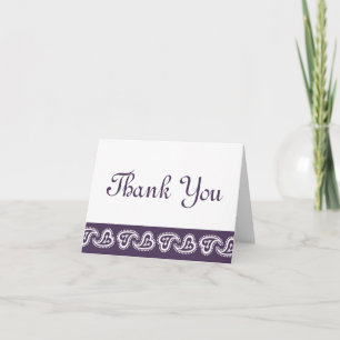 Sweet Paisley Hearts in Purple Thank You Card