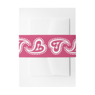 Sweet Paisley Hearts in Raspberry Invitation Band Invitation Belly Band