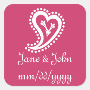 Sweet Paisley Hearts in Raspberry Sticker