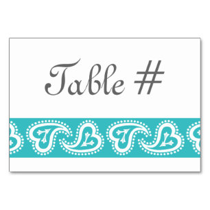 Sweet Paisley Hearts in Turquoise Table Card