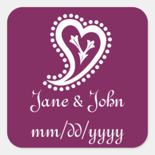 Sweet Paisley Hearts in Wine Sticker