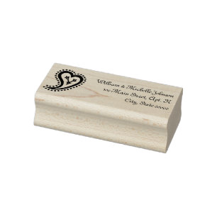 Sweet Paisley Hearts Wooden Address Stamp