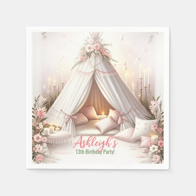 Sweet Pajama Party Girly Sleepover Birthday Napkin (Front)