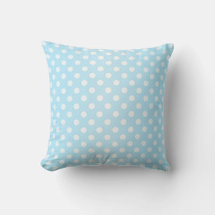 Sweet Pale Teal Blue and White Polka Dots Cushion