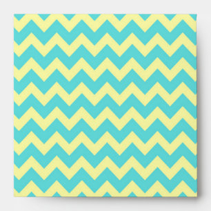 Sweet Pale Teal Blue and Yellow Chevron Pattern Envelopes