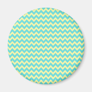 Sweet Pale Teal Blue and Yellow Chevron Pattern Magnet
