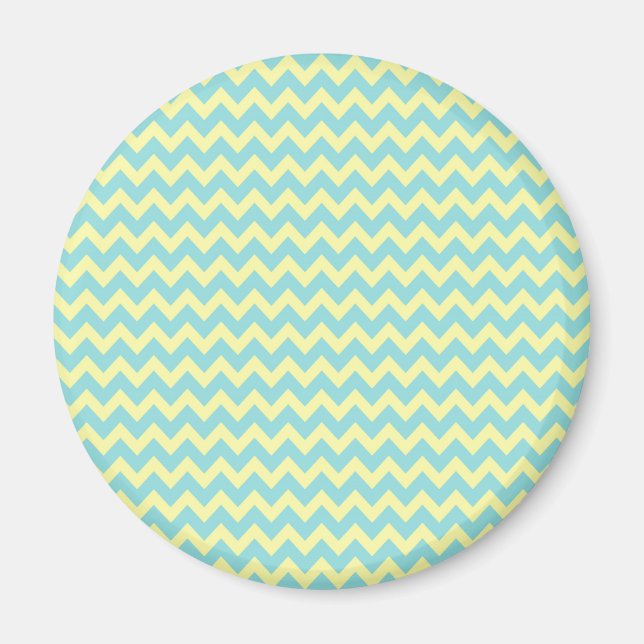 Sweet Pale Teal Blue and Yellow Chevron Pattern Magnet (Front)