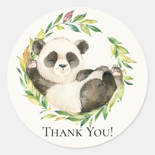 Sweet Panda Baby Shower Thank You Favour Sticker (Front)