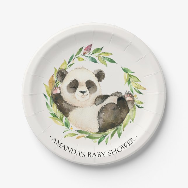 Sweet Panda Bear Baby Shower 7" Plate (Front)