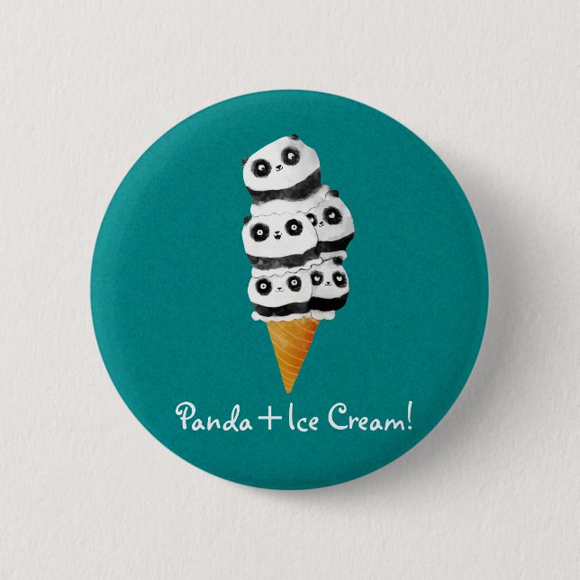 Sweet Panda Bear Ice Cream Cone 6 Cm Round Badge (Front)
