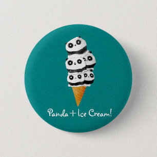 Sweet Panda Bear Ice Cream Cone 6 Cm Round Badge