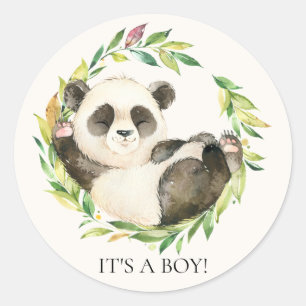 Sweet Panda Bear It' a Boy Favour Sticker