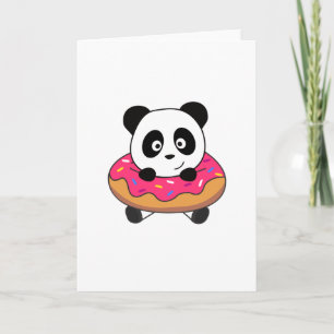 Sweet Panda Bear Pandas Doughnut Streusel Card