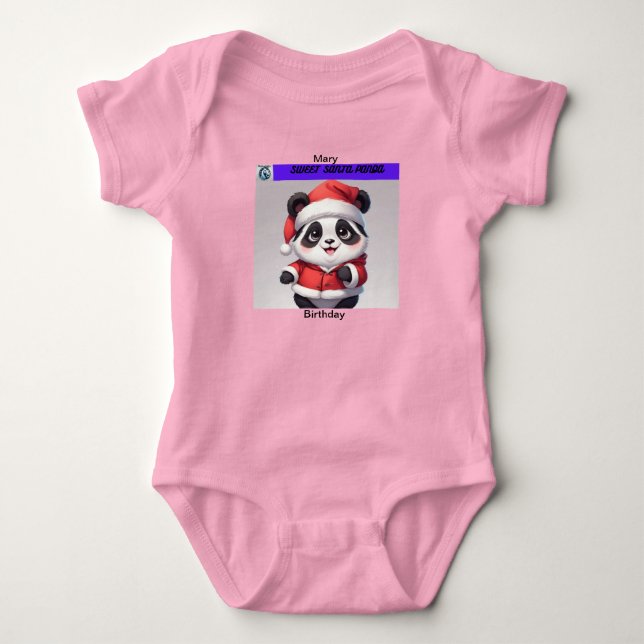 Sweet Panda Christmas Baby Clothes Writable Bodysuit (Front)