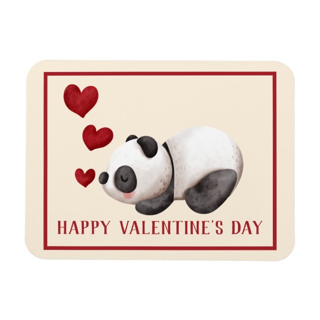 Sweet Panda & Hearts Valentine's Day  Magnet (Horizontal)