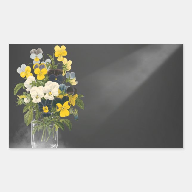 Sweet Pansy in Masons Jar Rectangular Sticker (Front)