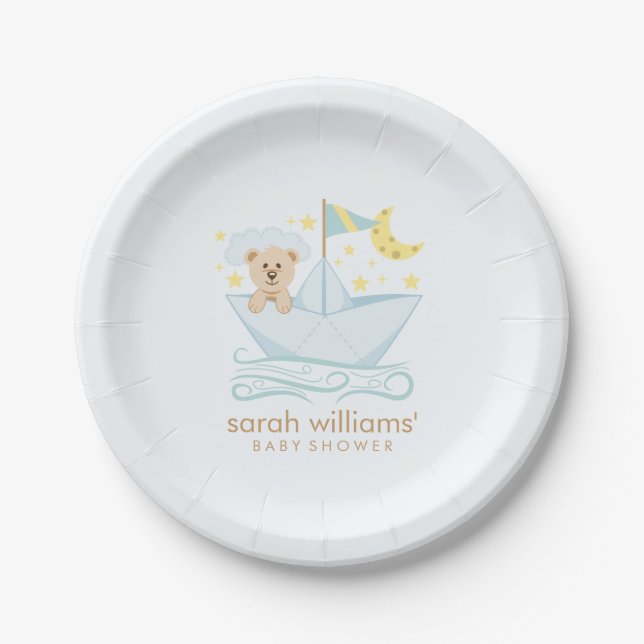 Sweet Paper Boat Bear Paper Plate (Front)