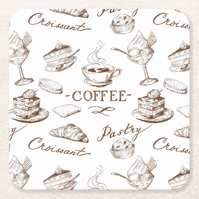Sweet paper square paper coaster (Front)