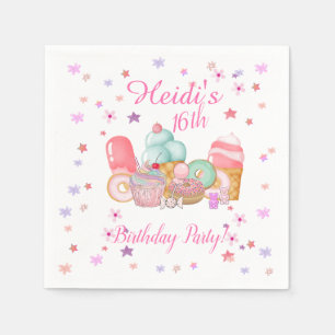 Sweet Party Invitation, Editable Birthday  Napkin
