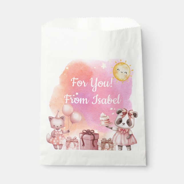 Sweet Pastel Animal Birthday Favour Bag (Front)