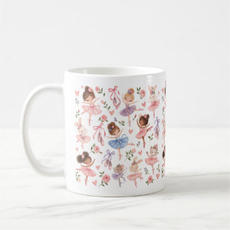 Sweet Pastel Ballerina & Floral Garden Pattern Coffee Mug