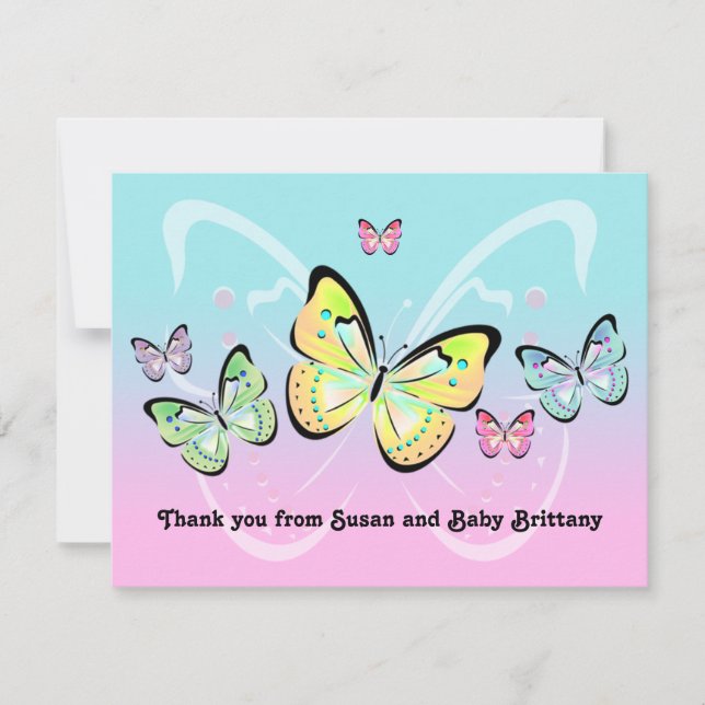 Sweet Pastel Butterfly Note Card (Front)