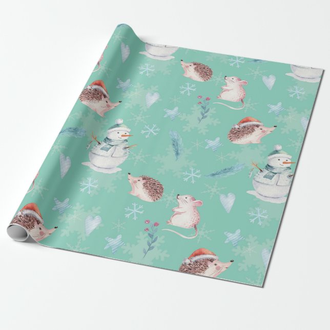 Sweet pastel Christmas  / minty / resizable Wrapping Paper (Unrolled)