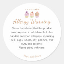 Sweet Pastel Cupcake Allergy Warning