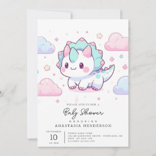 Sweet Pastel Dinosaur Baby Shower Invitation
