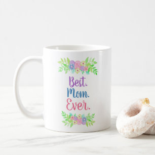 Sweet Pastel Floral Best Mum Ever Pink Blue Purple Coffee Mug