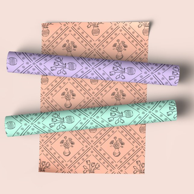 Sweet Pastel Floral Coquette Pattern  Wrapping Paper Sheet (Creator Uploaded)