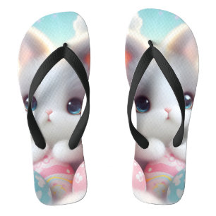 Sweet Pastel Kawaii Kitten Easter Eggs Thongs