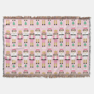Sweet Pastel Nutcracker Christmas Throw Blanket