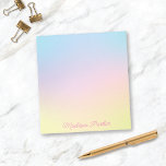 Sweet Pastel Ombré Notepad Personalised for Kids<br><div class="desc">This cute personalised notepad features a background of pink,  blue,  and yellow pastel hues with your child's name in a script at the bottom. This sweet design is an excellent choice for any kid AND makes a fun gift!</div>